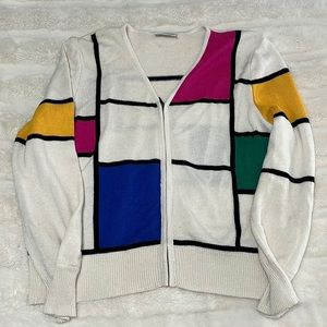Patchington Retro Color Block Zip-up Sweater